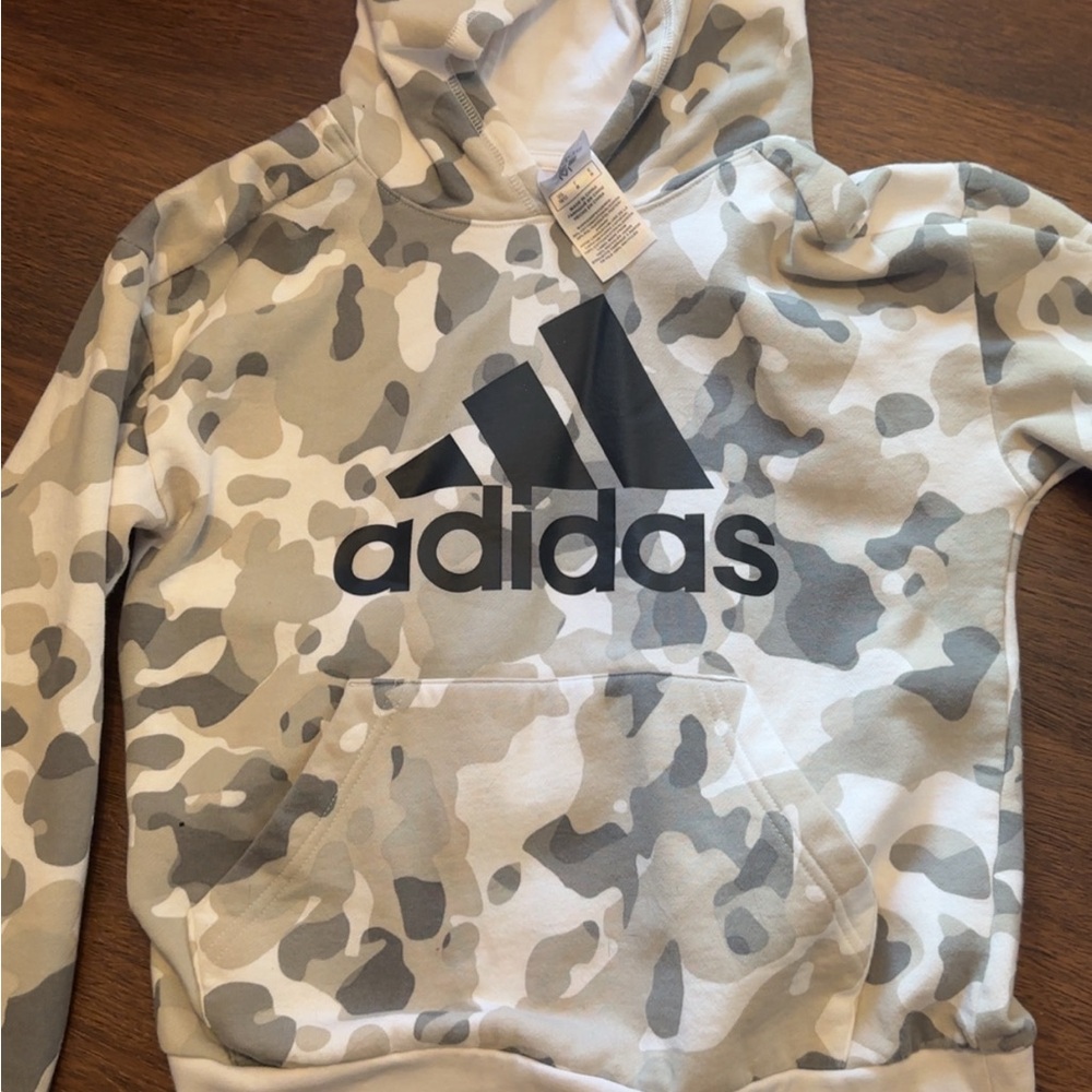 Adidas Gray and White Camouflage Hoodie